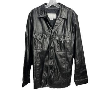 M. Julian Wilsons Leather Jacket Mens Small Lined Black Coat